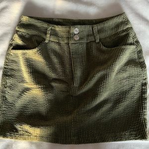 Army Green corduroy mini skirt, Size XS/S